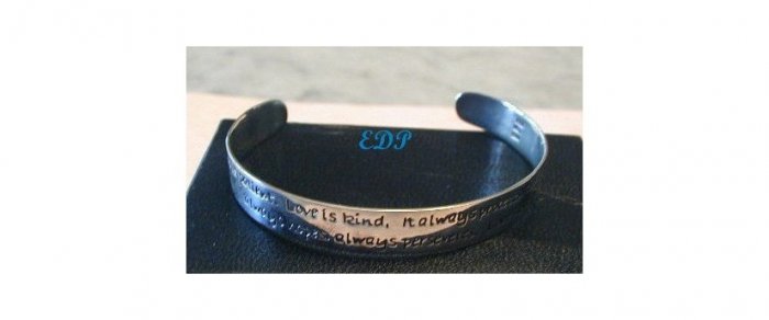 Sterling Love Quote UNISEX Cuff Bracelet Inspirational