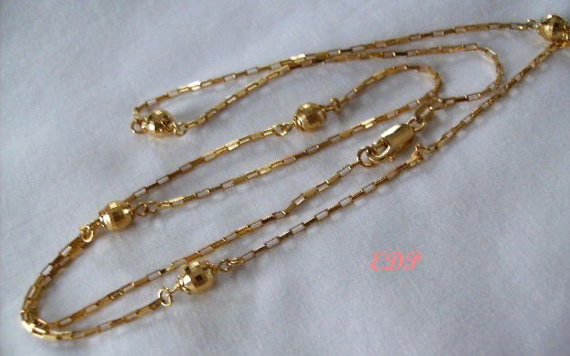 Sterling 30" Italian Disco Ball Necklace Gold Italy