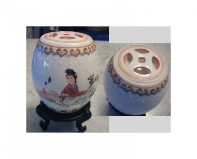 Hand Painted Oriental Tea Jar Tea Canister Porcelain