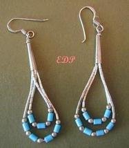 Native American Liquid Silver Turquoise Dangle Earrings