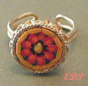 Micro Mosaic Adjustable Ring Italy Floral Flowers