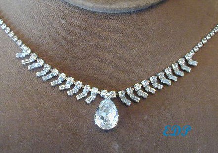Bling Rhinestone Eternity Necklace Pear Drop Adjustable