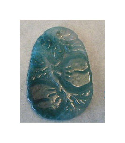 Carved JADE Floral / Flowers Asian Oriental etched Pendant