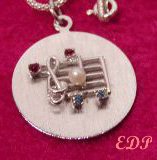 Sterling Music Clef Note Charm Chain Pearl Aqua Garnet