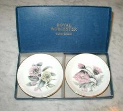 2 Royal Worcester Bone China Dishes MIB Pink Yellow