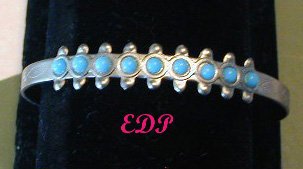 Native American Silver and Faux Turquoise Cuff Bracelet