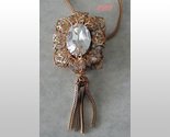 Huge Bling Necklace Rhinestones Filigree Tassel