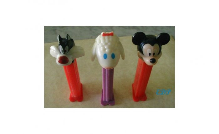 3 Pez Dispensers Sylvester Lambchop Mickey Mouse