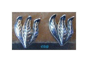 Sterling Screwback Cactus Leaf Leaves Earrings