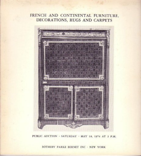 5.18.1974 Sotheby Auction Catalog French Furniture Rugs
