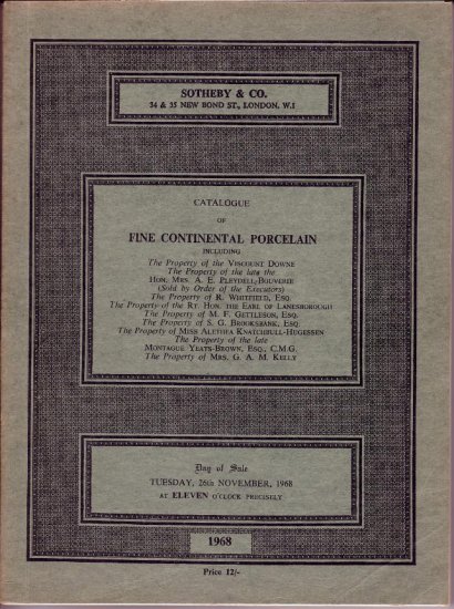 1968 Sotheby Auction Catalog Continental Porcelain