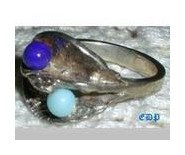 Sterling Lapis and Turquoise RING Hermann Siersbol Danish