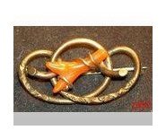 10 Kt Gold Filled Victorian Pin Coral Branch Circa 1860