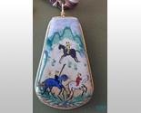 Persian Tile Hand Painted Pendant Necklace Designer MWT