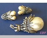 Botticelli Faux Pearl Large Flower Brooch Clip Earrings