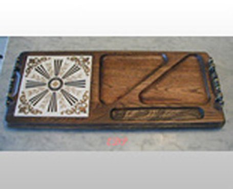 Serving Tray Wood Retro Cheese Coldcut Crackers Tile
