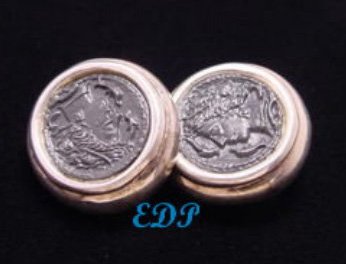 Sterling Clip Earrings Black Cameo Intaglio Italy