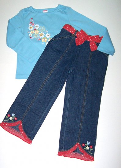 Gymboree WISH YOU WERE HERE Top/Tee Cropped Jeans 4T/4 NEW