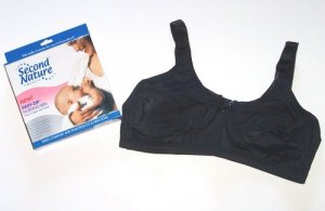 SECOND NATURE Black Easy Zip Nursing Bra 38B