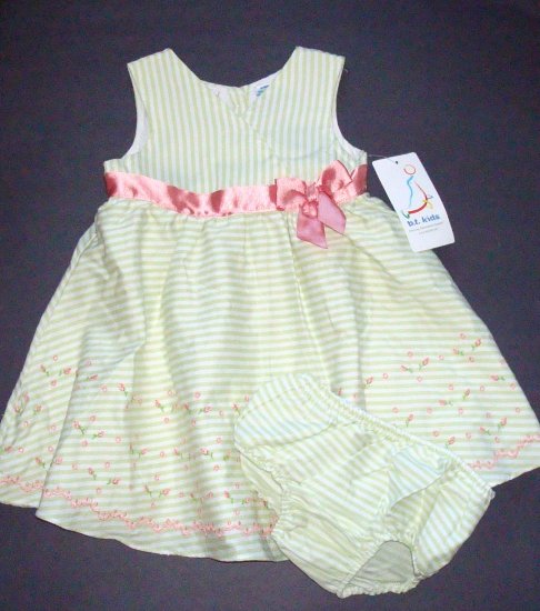 B.T. KIDS Green Stripe Sundress/Dress Girls 18 Months