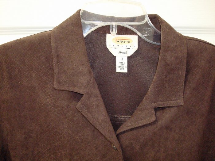 TALBOTS Brown Faux Suede Top/Tunic/Jacket Womens 12 P