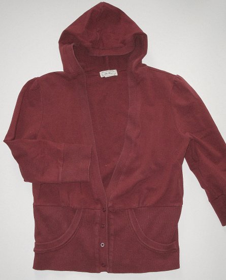 BLU CHIC Burgundy Hooded Top/Sweater/Jacket Junior Girls Sz. Large