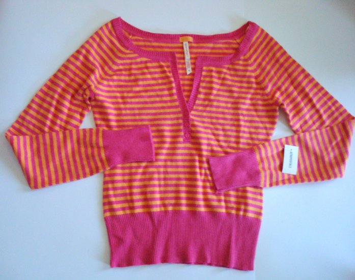 AEROPOSTALE Cropped Orange/Fushia Striped Sweater Junior Med.