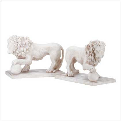 Stately Lion Statue Duo