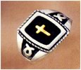 Mens Cross Ring, w/ 14K Inlay