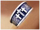 Antiqued Mens Silver Three Crosses Ring