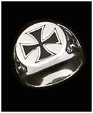 Men's Silver Maltese Antiqued Cross Ring