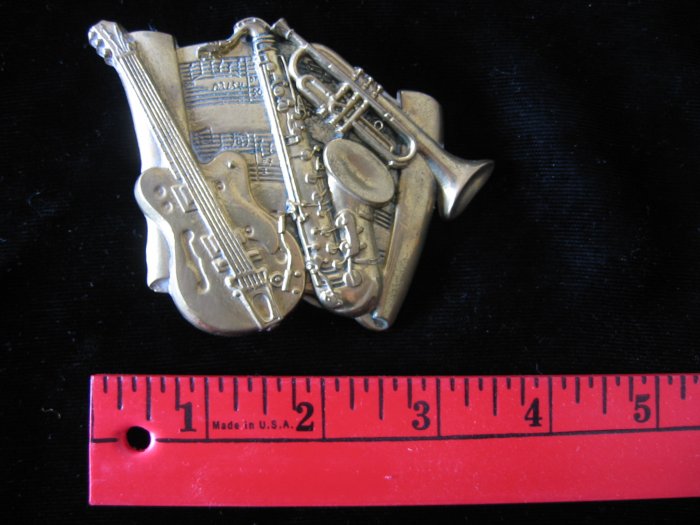 Vintage Jazz Blues Instruments Solid Brass Belt Buckle
