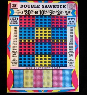 Vintage DOUBLE SAWBUCK 25 cent Punchboard NEW USA