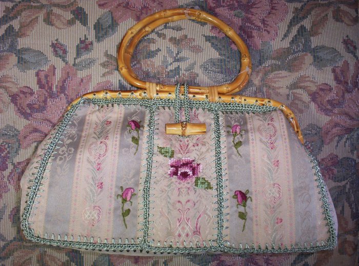Cottage Chic Handbag with Bambo Handles