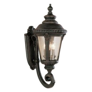 Trans Globe Black Outdoor Wall Lantern with Clear Seeded Glass 5041BK
