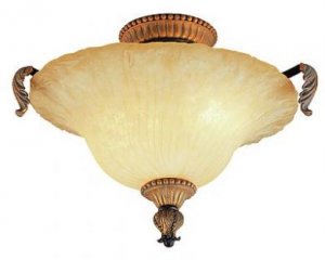 Ebony Gold Semi Flush Ceiling Light with India Scavo Glass 2333EBG