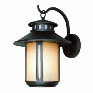 Black Craftsman Outdoor Wall Lantern with Amber Glass 5952BK