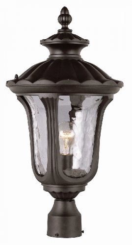 Trans Globe Black Outdoor Post Top Lantern with Water Glass 5913BK