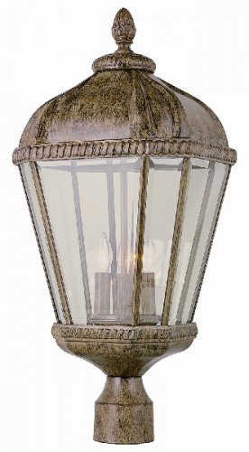 Trans Globe Rust Outdoor Post Top Lantern with Clear Beveled Glass 5153BRT