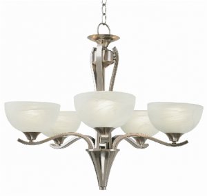 Trans Globe Brushed Nickel Chandelier with Marble Glass 7935BN