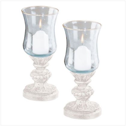 Stone Finish Hurricane Lamps