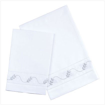 Embroidered White Guest Towels - D
