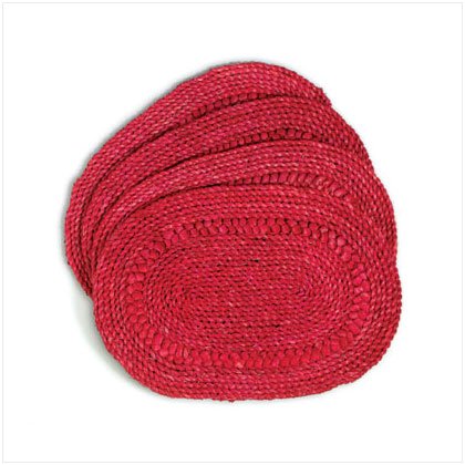 Straw Red Oval Placemats - D