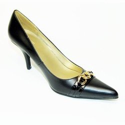 SEXY BLACK PONTY TOE CHAIN LINK DETAIL DRESS HEELS PUMPS BY QUPID SIZE 10 SASSY DIVA SHOES