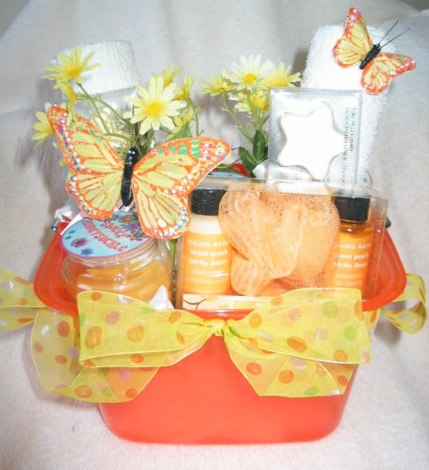 Bath & Candle - Orange Butterfly Spring Gift Basket