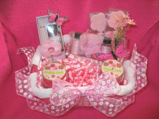 Bath & Candle - Pink Butterfly Spring Gift Basket