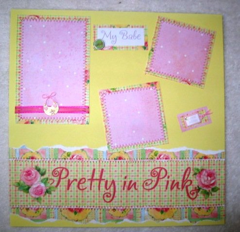 Baby Girl - Pretty In Pink 2-Page 12x12 Premade Scrapbook Layout