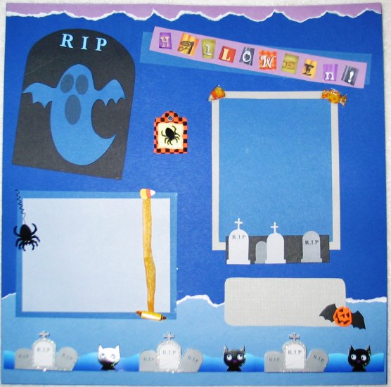 Halloween - Ghosts & Graves 2-Page 12x12 Premade Scrapbook Layout