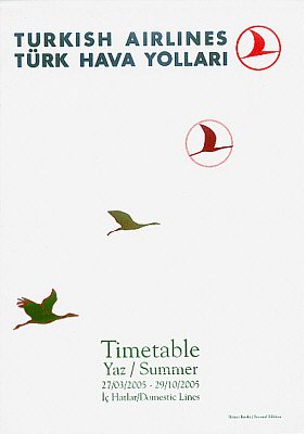 TURKISH AIRLINES - 2005 SUMMER DOMESTIC LINES TIMETABLE