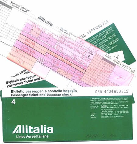 ALITALIA - 1981 FAR EAST 4 TICKET SET